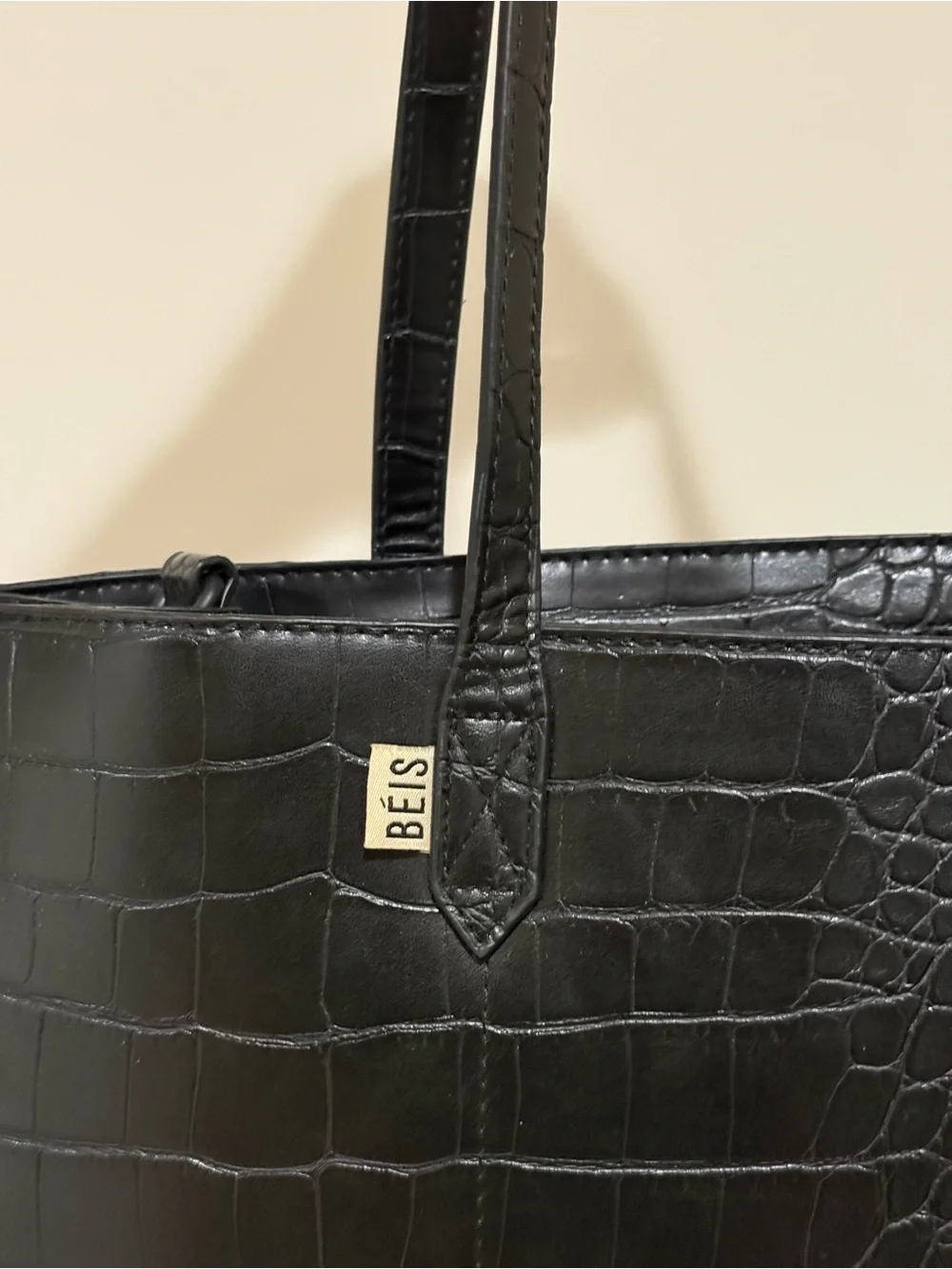 Beis The Work Tote in Black Croc